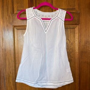J. Crew white w/ navy detail tank. Worn one time!
